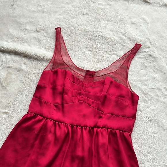 American Eagle Red Satin And Mesh Dress Size 12 - Picture 2 of 8